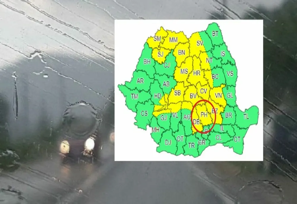 Cod galben de ploi torențiale și vijelii în Prahova. Anunțul ANM