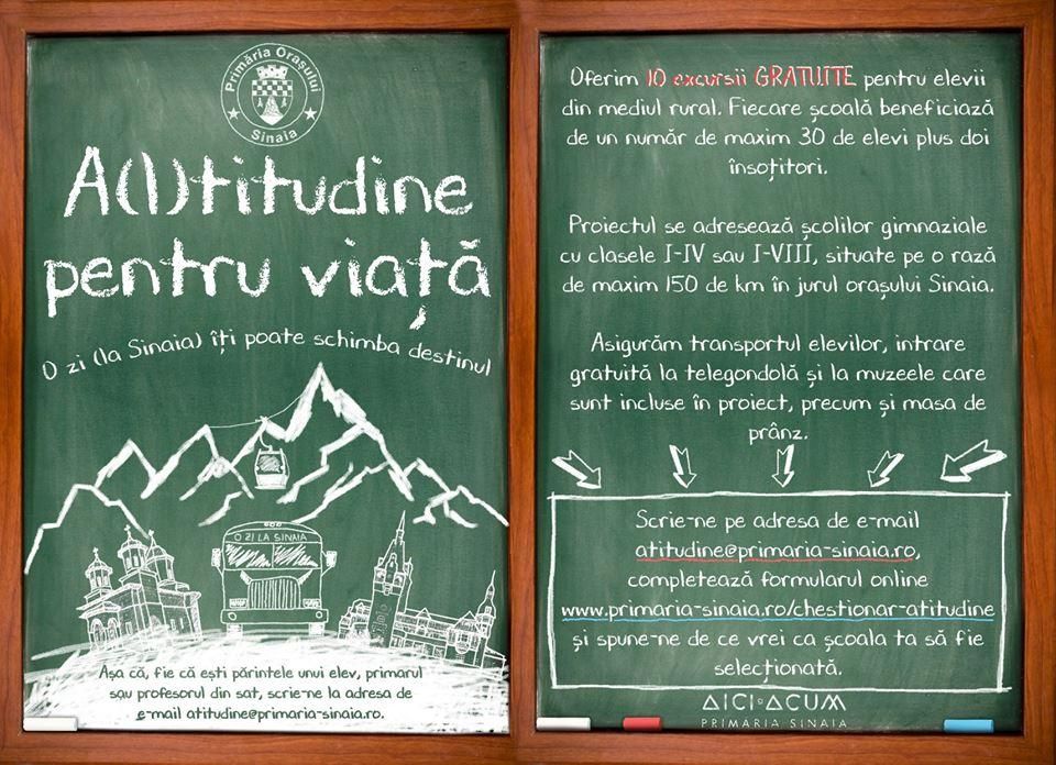 10 excursii gratuite la Sinaia pentru elevii din mediul rural