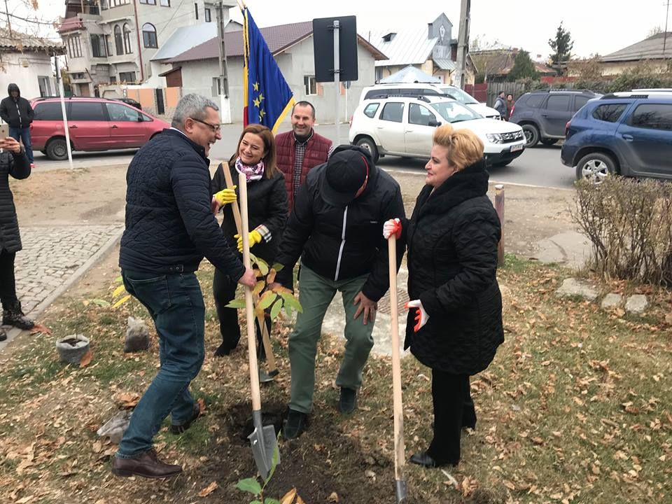 Ministrul Grațiela Gavrilescu  a participat  la acțiuni de plantare de castani comestibili în două localități din Prahova