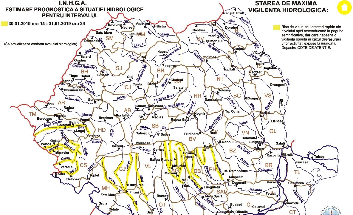 Cod galben de inundații în Prahova!