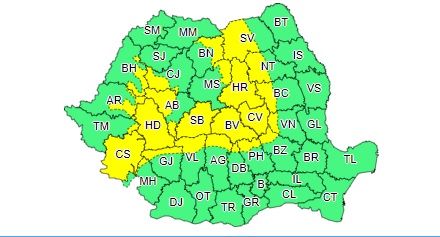 Cod galben de ninsori abundente, în zonele montane din 24 de judeţe, inclusiv Prahova