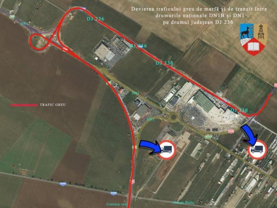 Traficul greu din nordul Ploieştiului, deviat pe DJ 236