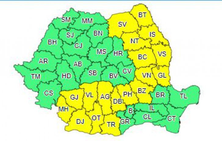 ALERTĂ METEO! Cod galben de ploi torenţiale, furtuni şi grindină, inclusiv în Prahova