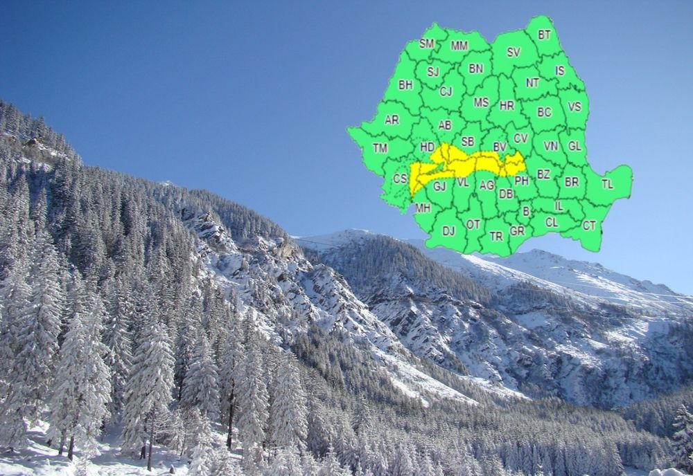Atenționare meteo de tip Cod Galben, în Carpații Meridionali. Viscol și căderi masive de zăpadă