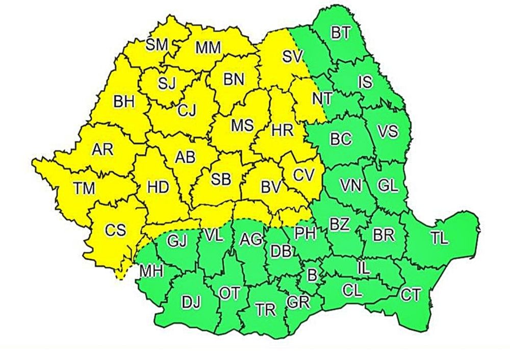 Cod galben de vânt și de ninsori în zona de munte a judeţului Prahova