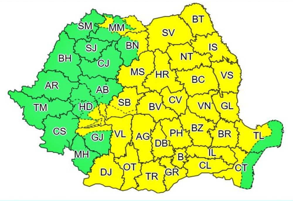 ANM: Instabilitate atmosferică și COD GALBEN de vijelii