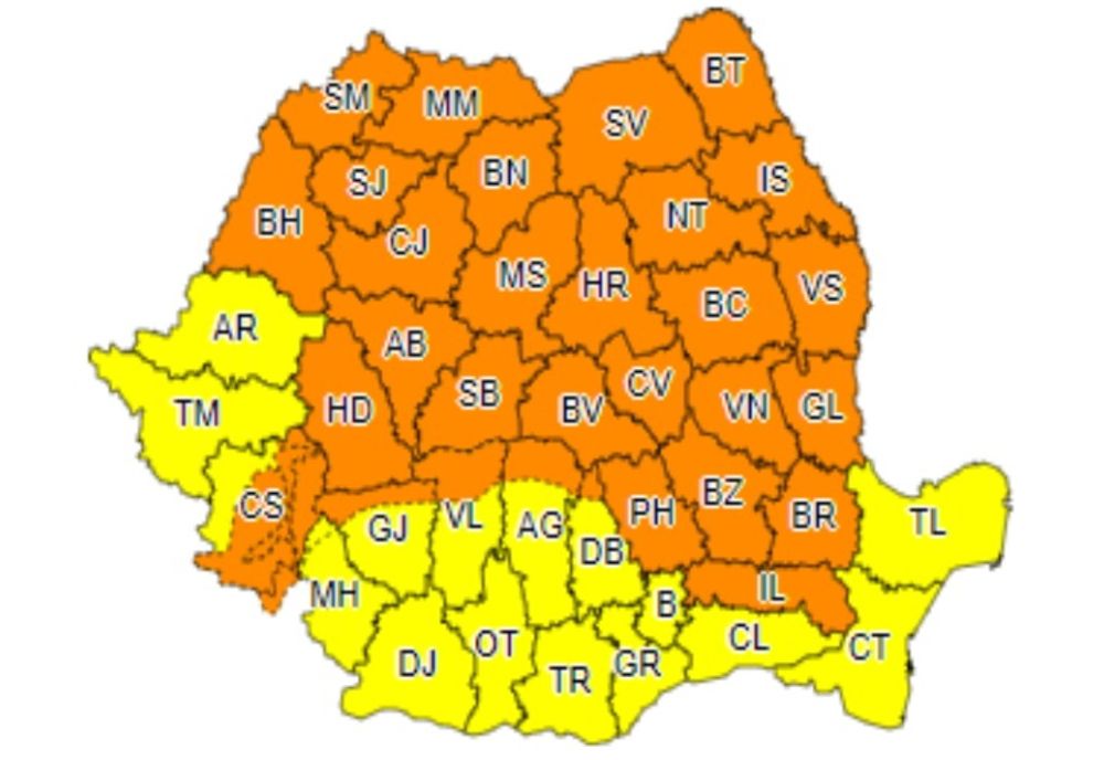 Cod Portocaliu de vreme rea, inclusiv în Prahova!