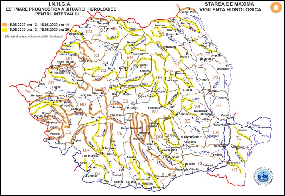 Toată țara sub Cod galben de vijelii și ploi torențiale