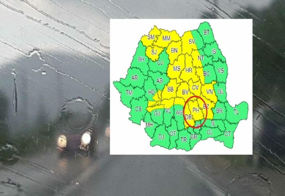 Cod galben de ploi torențiale și vijelii în Prahova. Anunțul ANM
