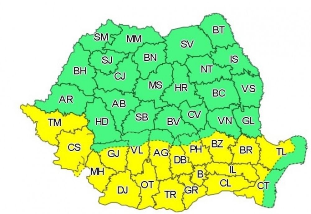 Cod galben de caniculă în 18 judeţe şi Bucureşti, până miercuri