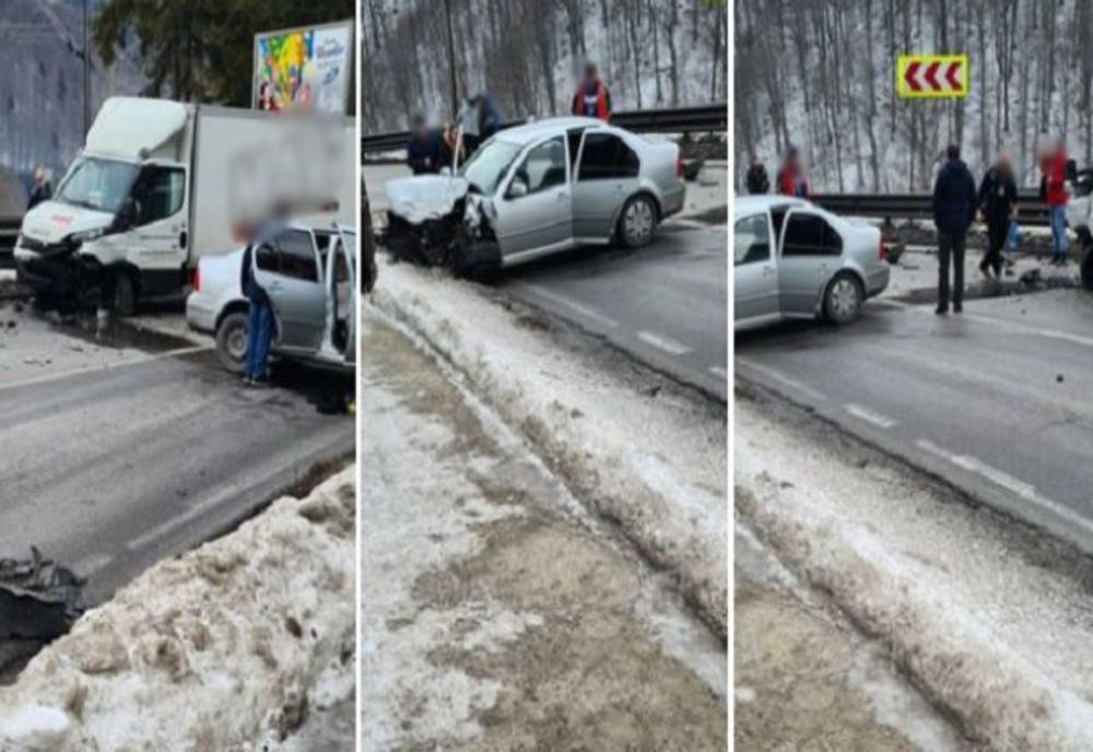 Accident rutier pe DN 1 între o autoutilitară și un autoturism. Două persoane au ajuns la spital 