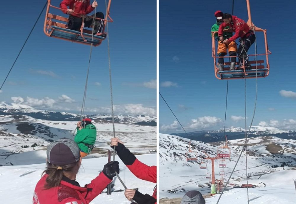 Doi turiști au rămas blocați în telescaun. Intervenție Salvamont Sinaia