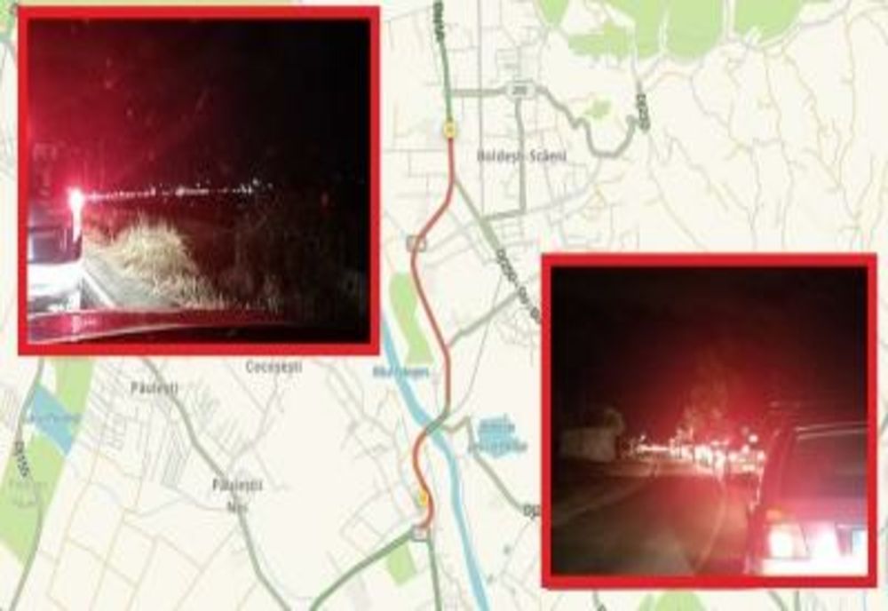 Accident pe DN1A. Un tânăr fără permis a intrat cu mașina, azi-noapte, într-un utilaj de asfaltare