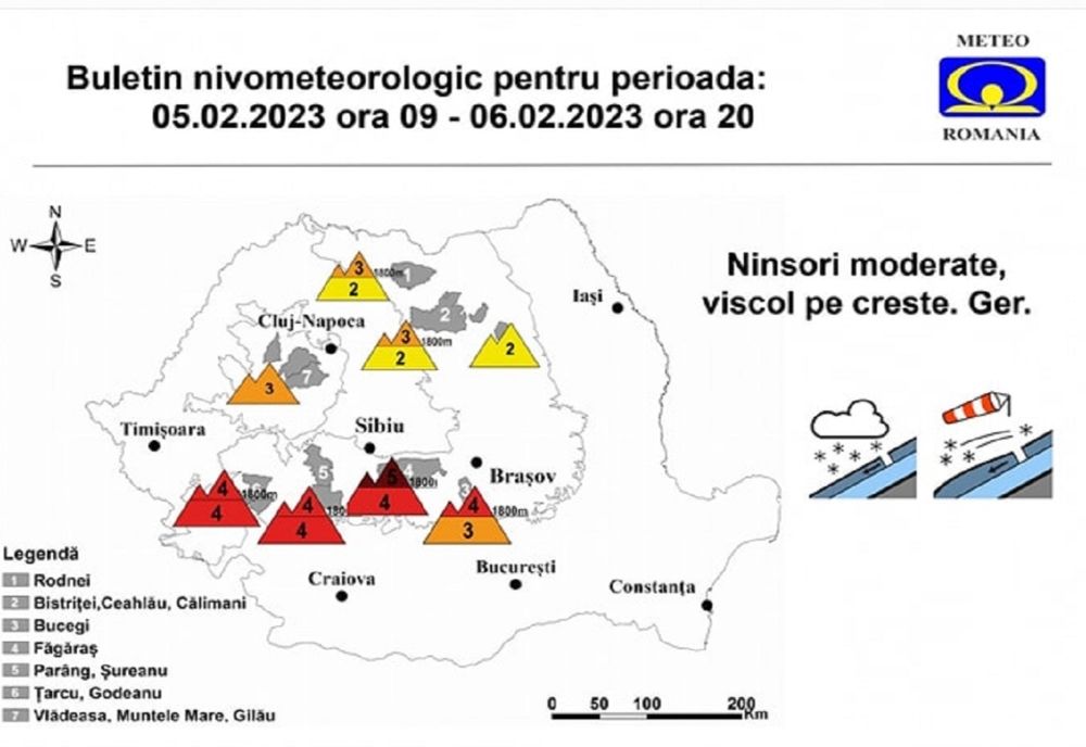 Risc de avalanșe în România. Pericol mare, la altitudini mari în județul Prahova