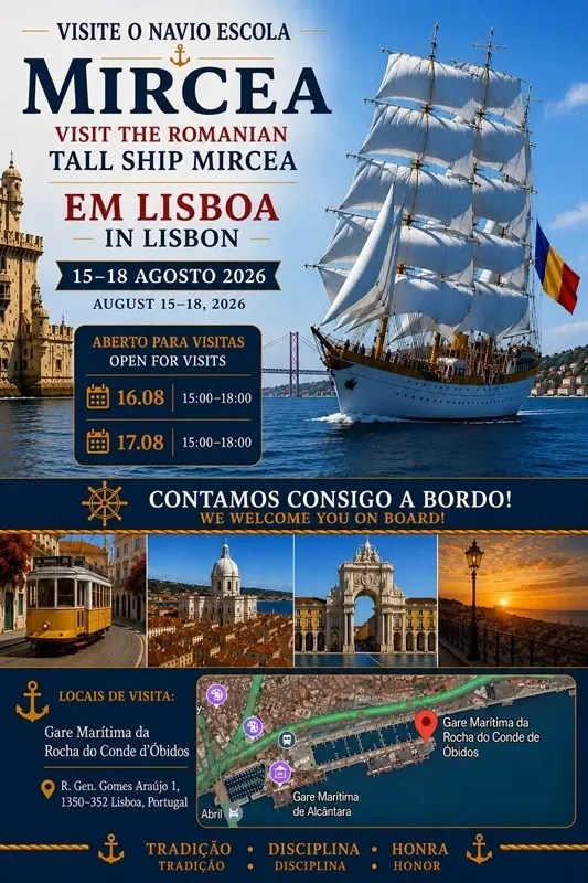 Bricul Mircea sărbătoreşte Ziua Marinei Române la Lisabona