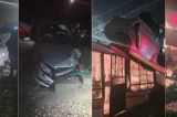 Accident spectaculos în Prahova! A ajuns cu mașina pe acoperișul casei după ce a derapat