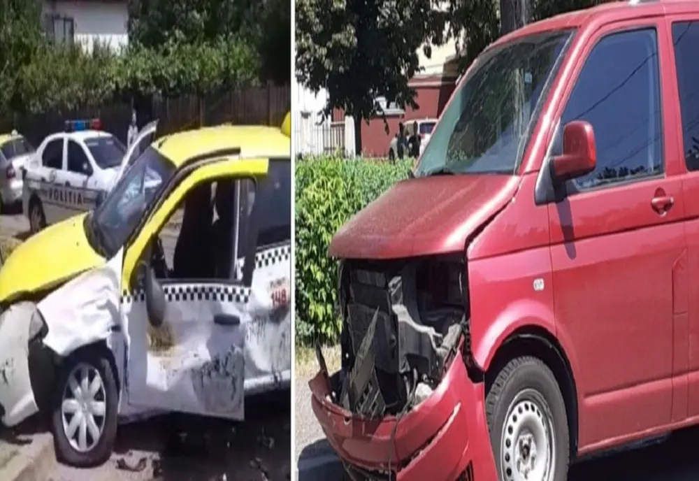 Accident în Ploiești. O dubiță și un taxi au intrat în coliziune 