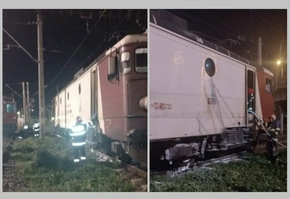 Incendiu la Gara de Sud din Ploiești. O locomotivă a luat foc