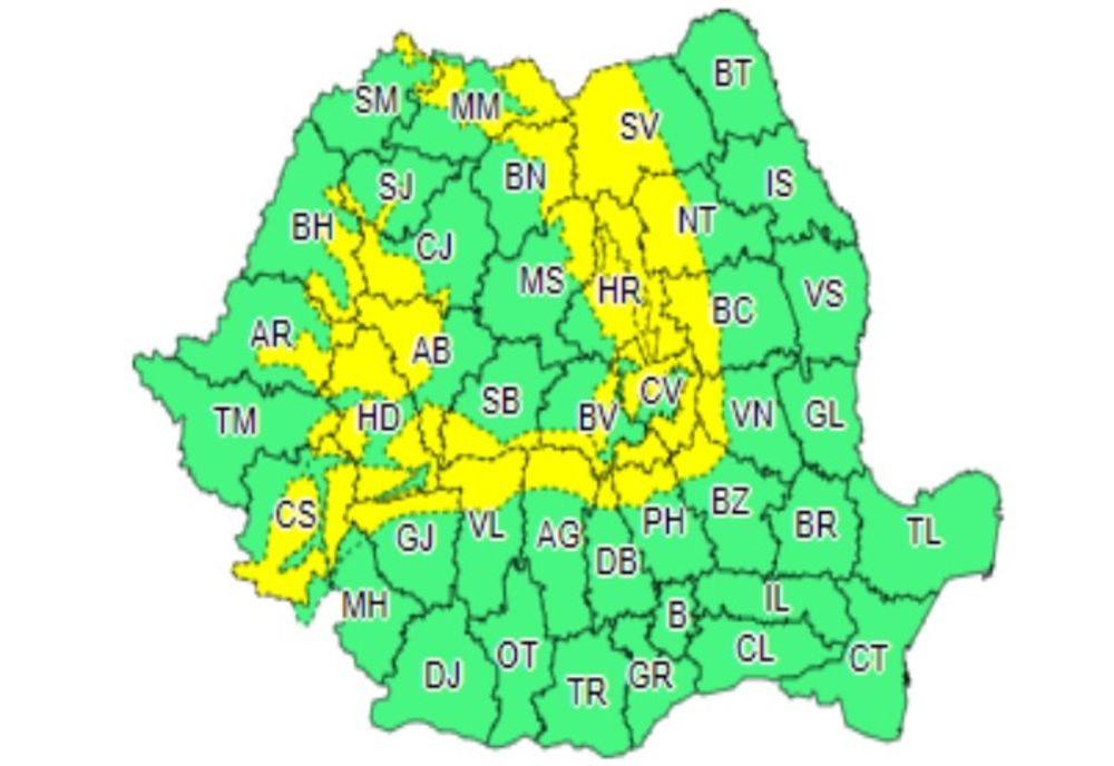 Cod galben de vânt  și ninsoare anunțat de meteorologi