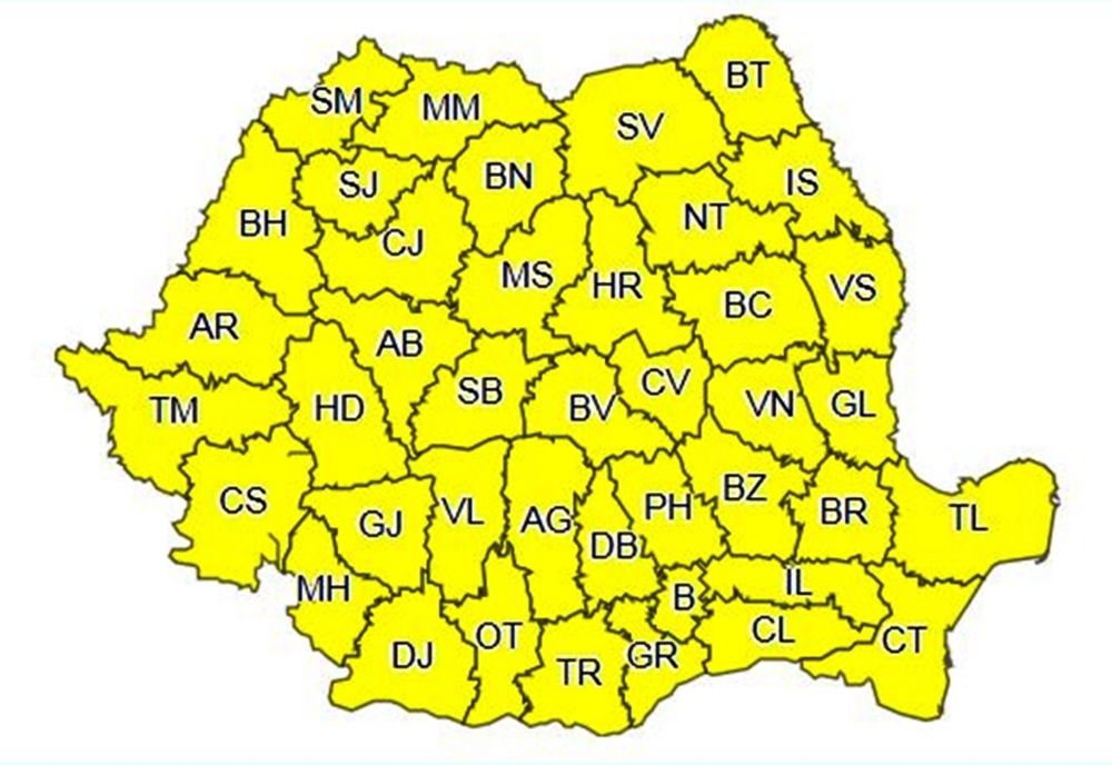 CODUL GALBEN de furtuni, prelungit până luni! Vreme rea continuă și săptămâna viitoare