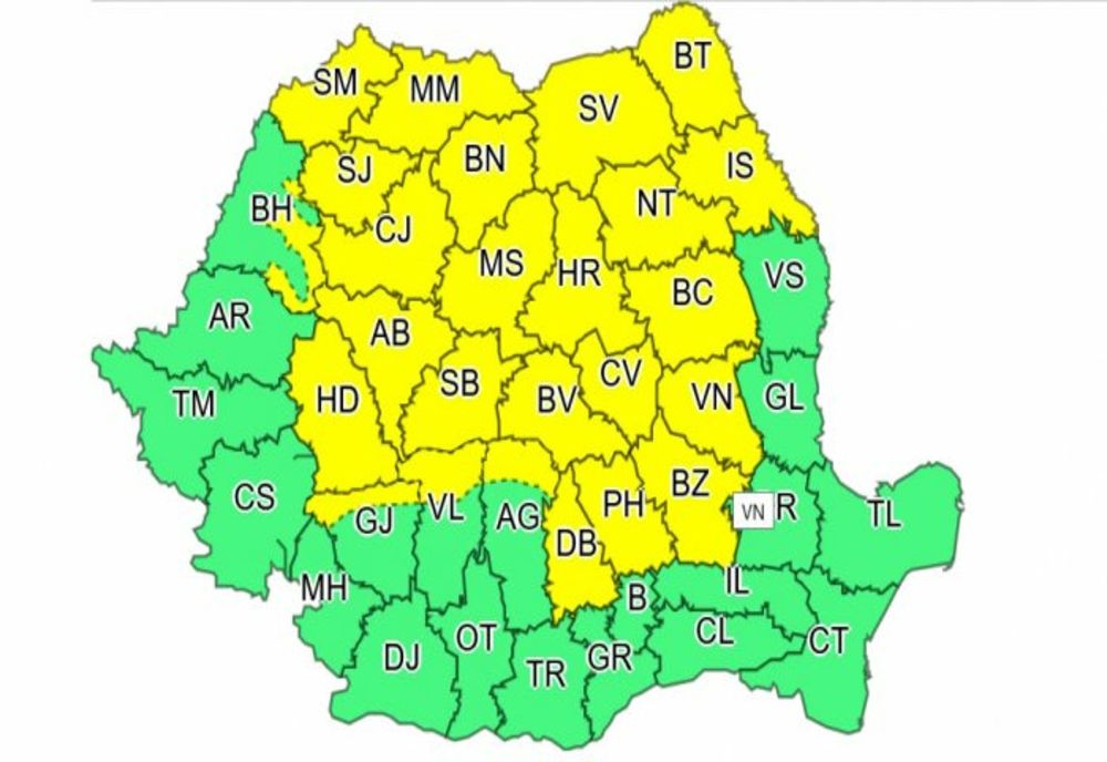 Vezi harta zonelor care vor fi afectate de noul cod galben de ploi și vijelii