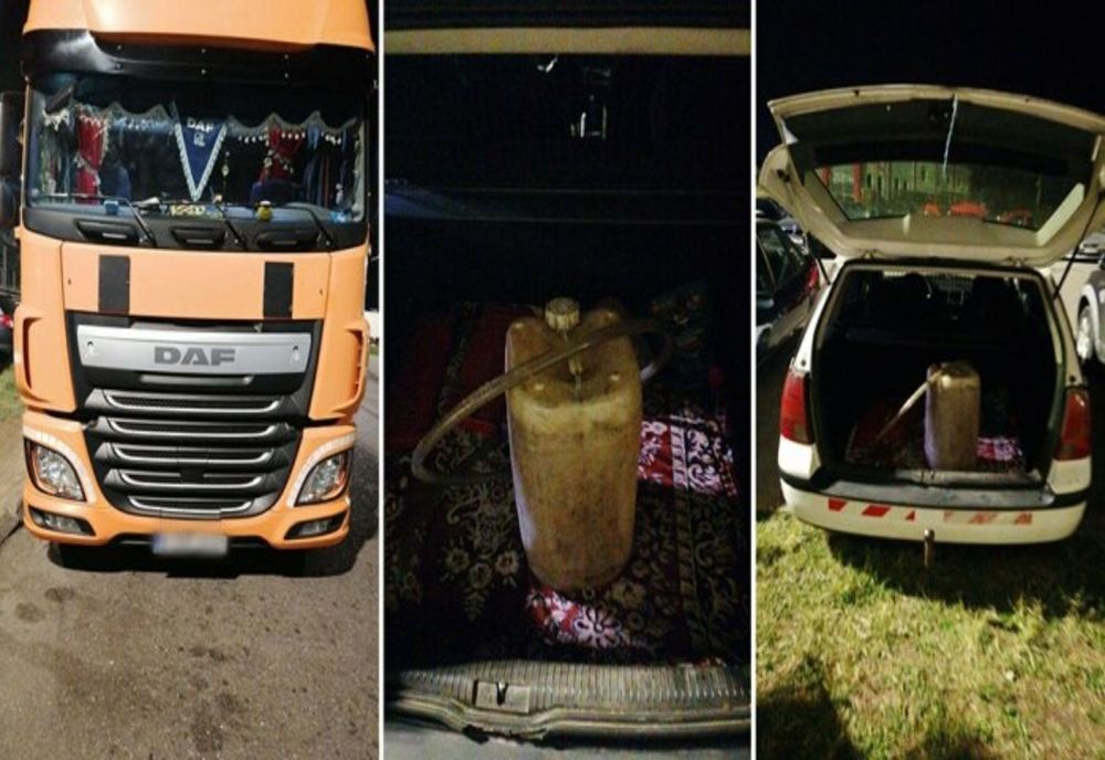 Șofer de tir, prins în flagrant de jandarmi în timp ce sustrăgea combustibil