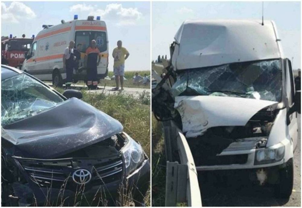 Prahova. Microbuz cu călători, lovit de un șofer beat pe DJ 100D. O pasageră a fost rănită