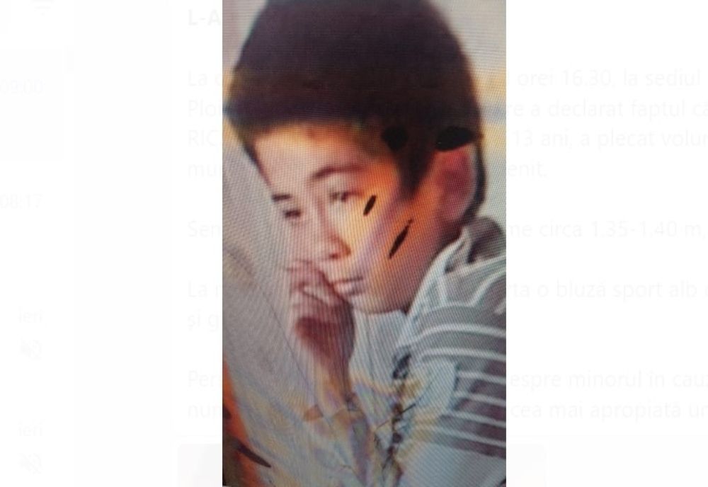 Băiat plecat de acasă în urmă cu două nopți, căutat de familia sa din Ploiești