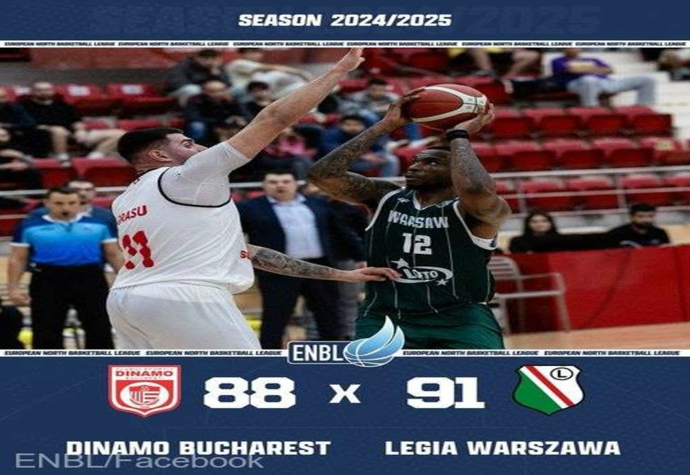 BASCHET MASCULIN: CS DINAMO BUCUREŞTI, ÎNVINSĂ ACASĂ DE LEGIA VARŞOVIA, ÎN ENBL