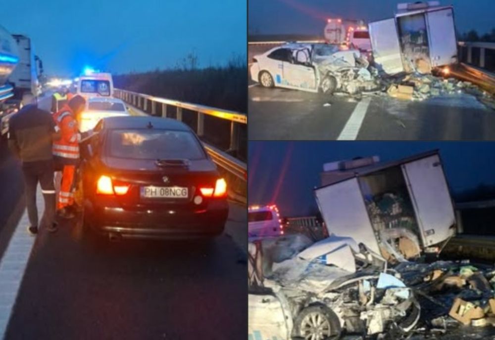 Accident grav pe autostrada București–Ploiești. Trei autovehicule s-au ciocnit, iar traficul este parțial blocat