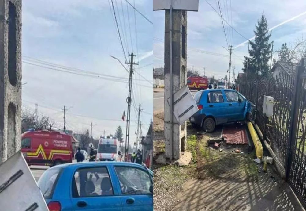 Case evacuate după ce un autoturism a derapat şi a rupt o ţeavă de alimentare cu gaze