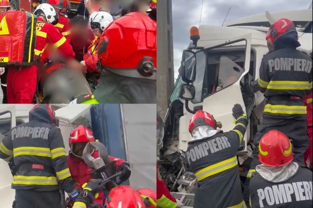 Accident grav în județul Prahova. Un autobuz s-a ciocnit violent cu un TIR