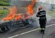Prahova. O mașină a luat foc pe centura de Vest a Ploieștiului. Trafic restricționat